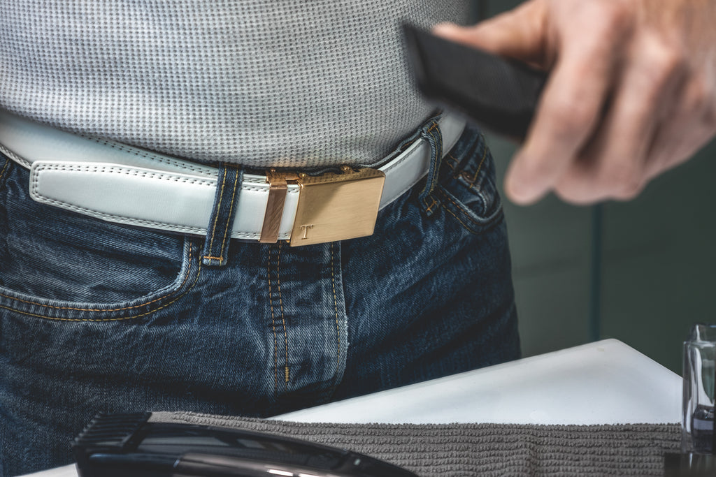 white belt gold buckle for men