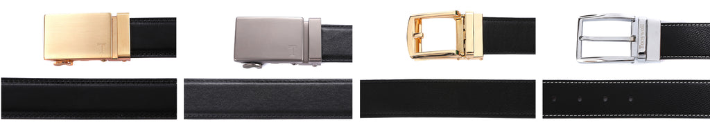 black leather grain for Tonywell Men's ratchet dress belt auto buckle