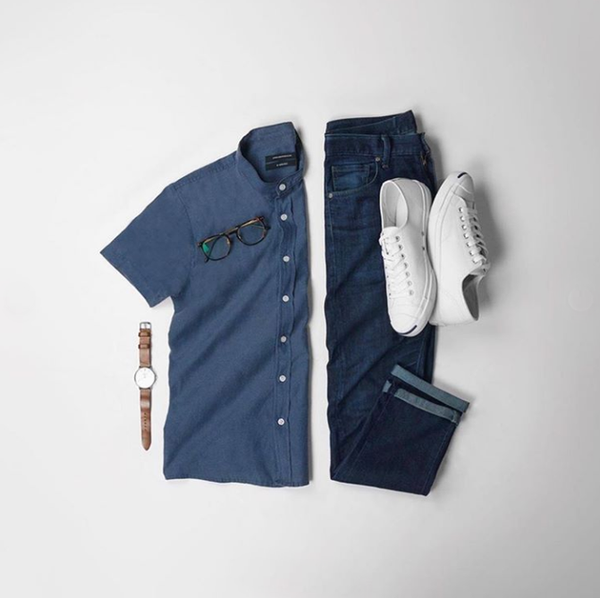 white-shoes-blue-shirt-pants-leather-dress-belt