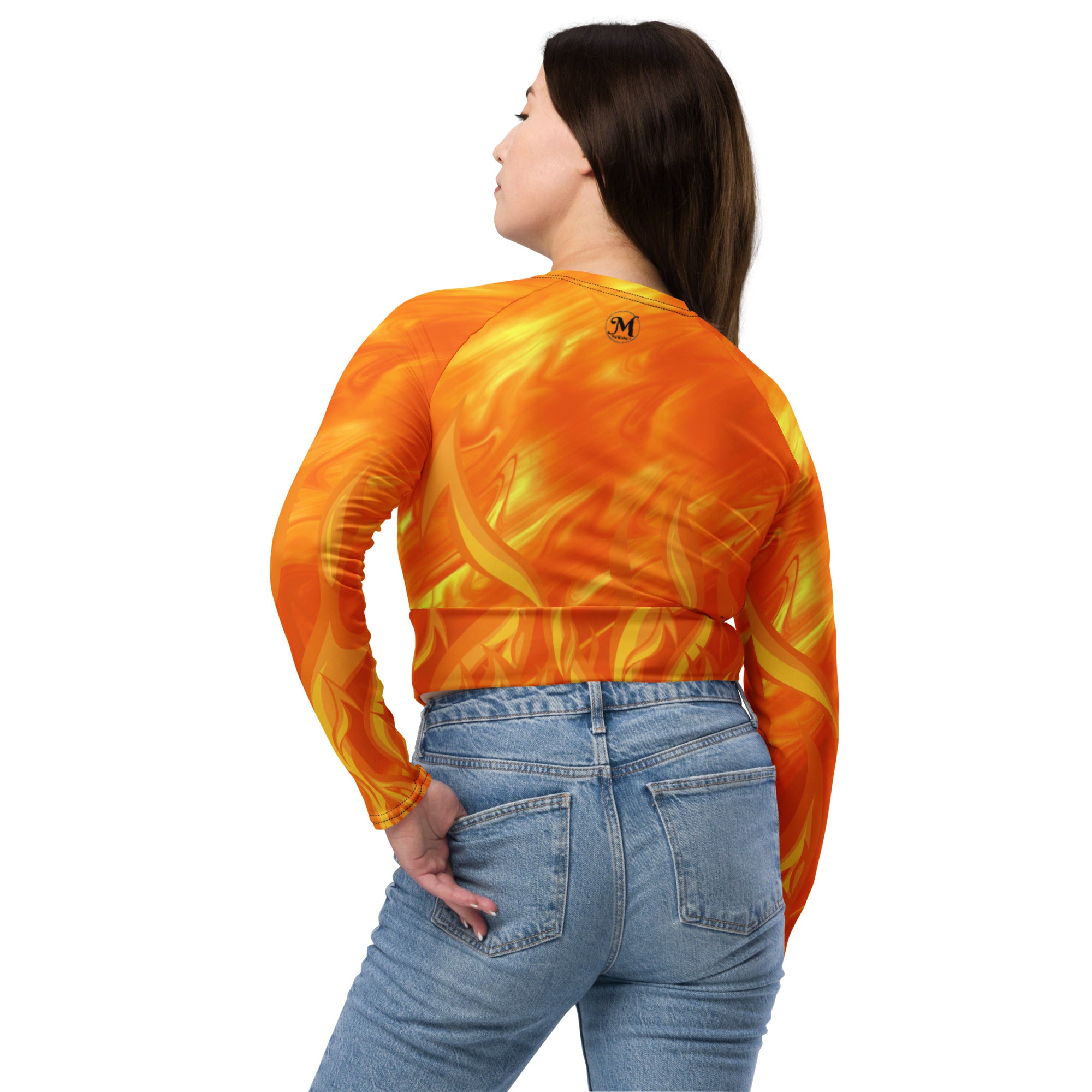 Brilliant Flames long-sleeve crop top