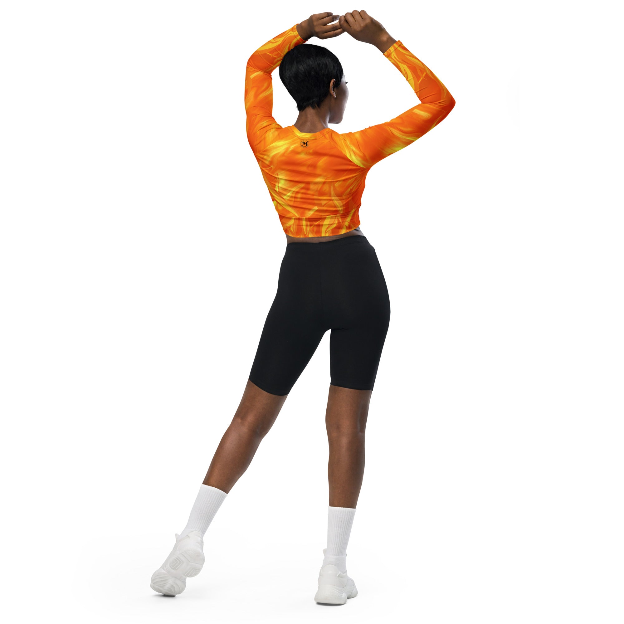 Brilliant Flames long-sleeve crop top