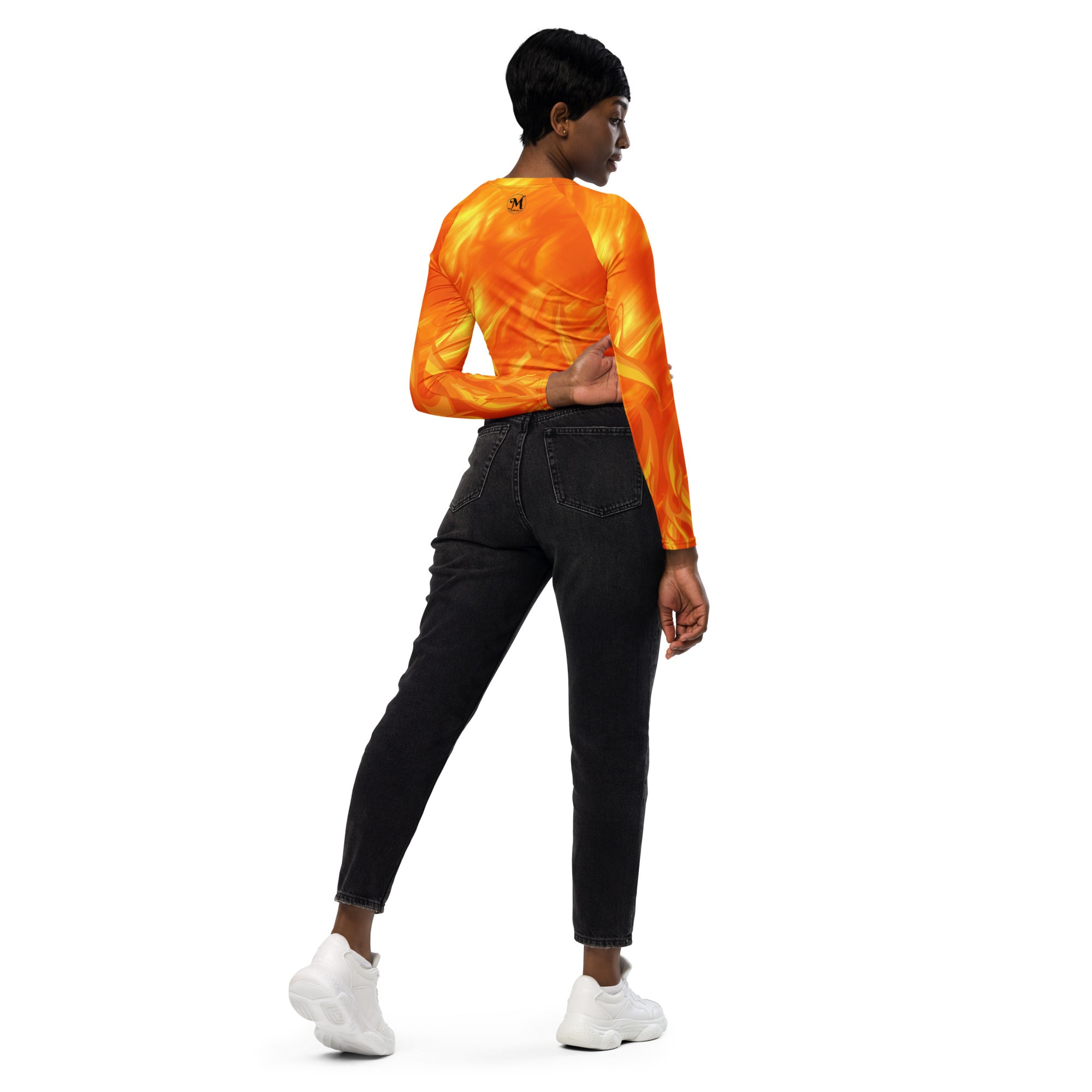 Brilliant Flames long-sleeve crop top