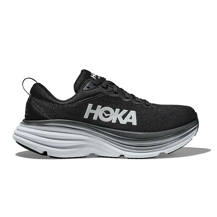 Mens Hoka Bondi 8 Wide in Black/White