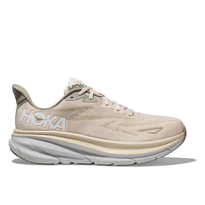 Mens Hoka Clifton 9 Wide in Oat Milk/Barley