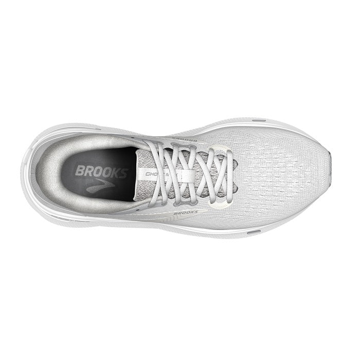 Womens Brooks Running Ghost Max in White/Oyster/Metallic Silver