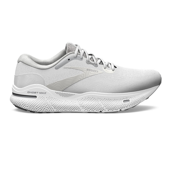 Womens Brooks Running Ghost Max in White/Oyster/Metallic Silver