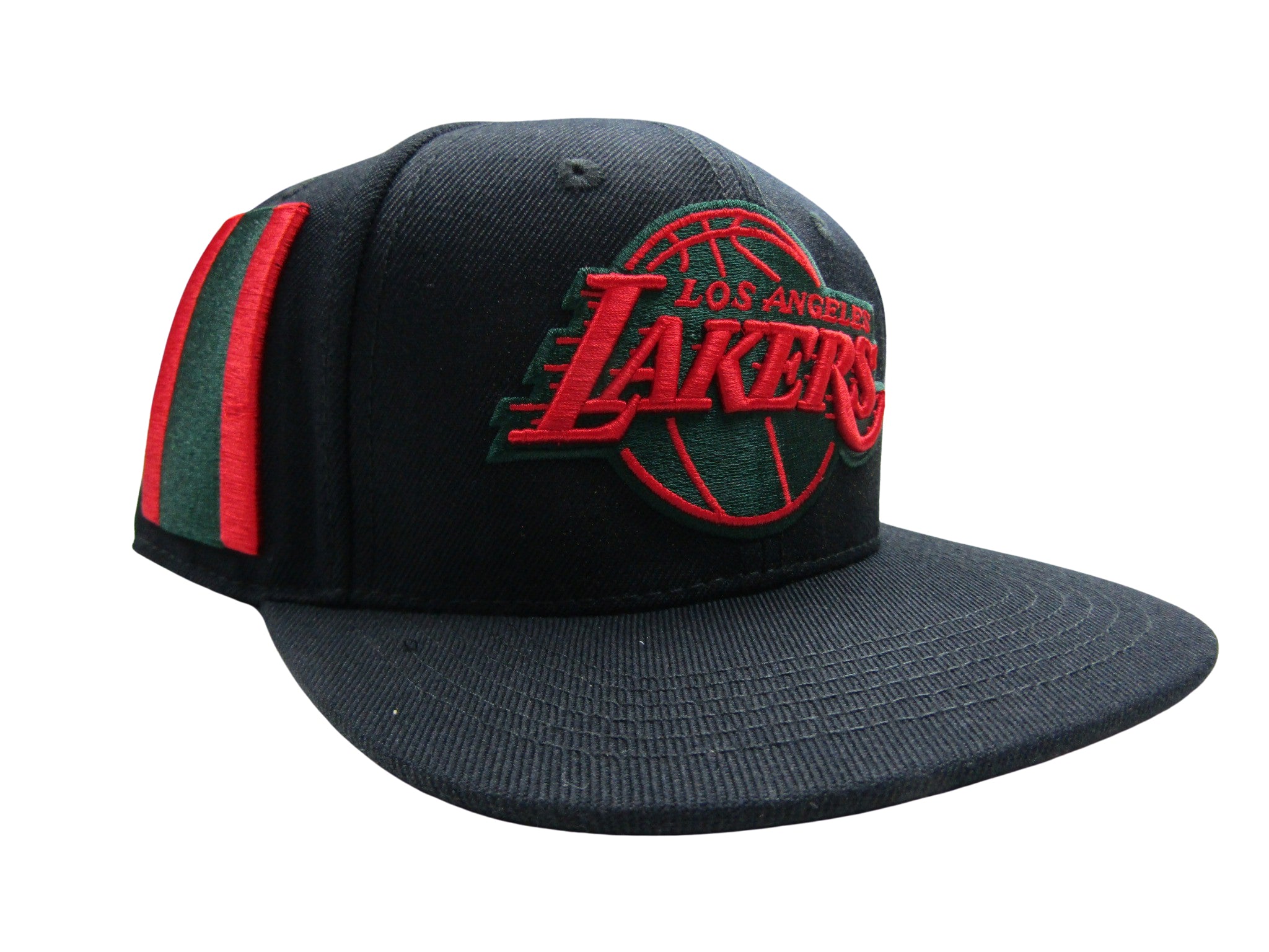 NBA Los Angeles Lakers Team Logo Stripe Leather Strap Adjustable Back Cap