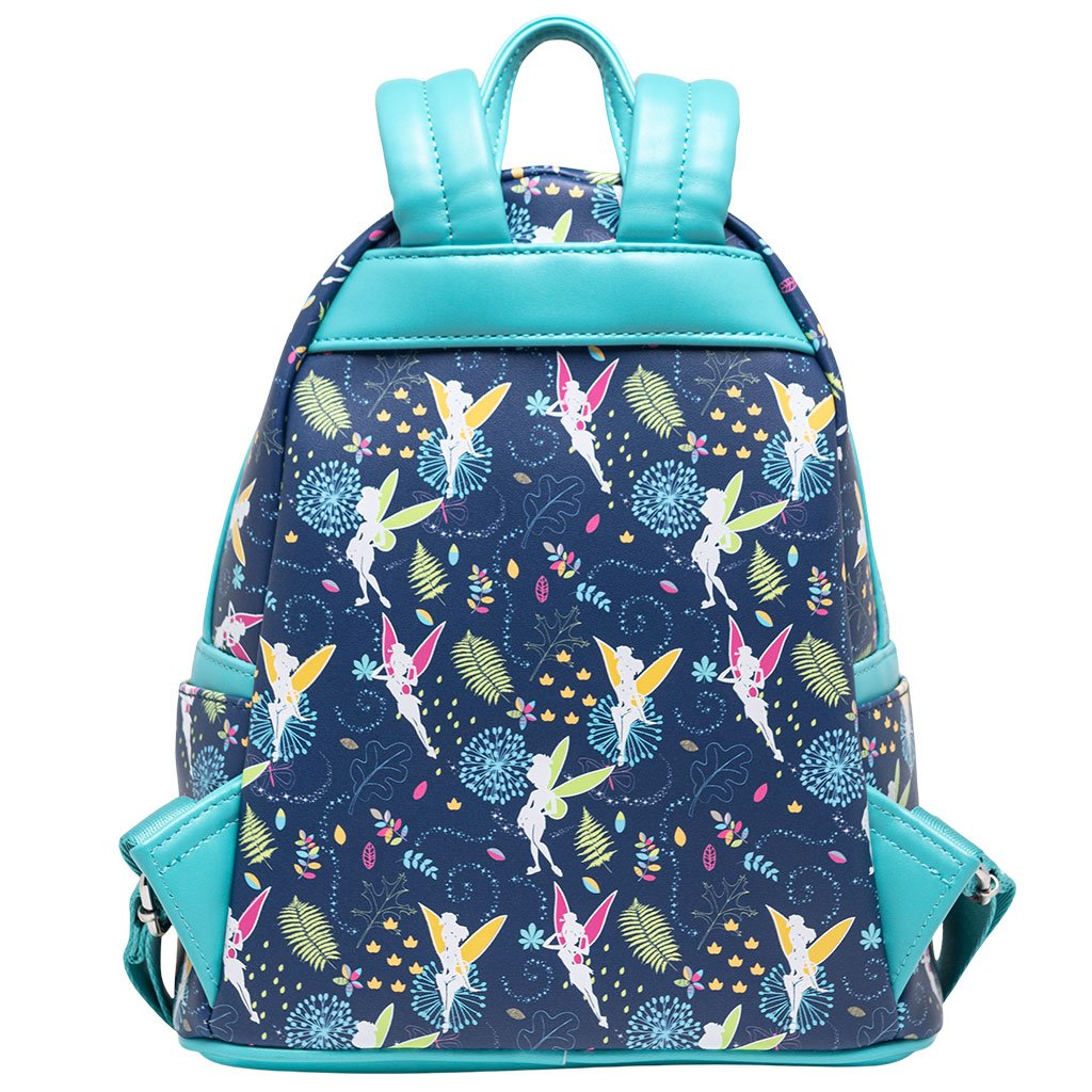 707 Street Exclusive - Loungefly Disney Tinkerbell Glow in the Dark Allover Print Mini Backpack w/ Teal Straps