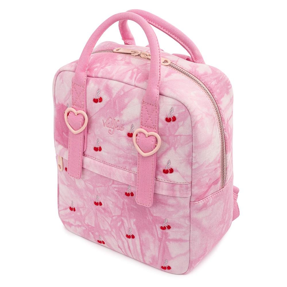 Valfre Pink Acid Wash Denim Cherry Mini Backpack