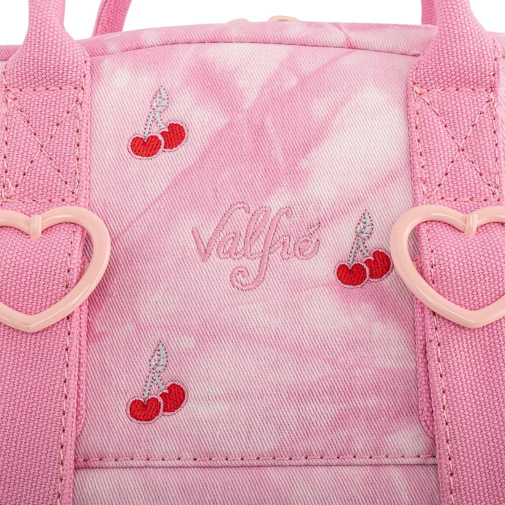 Valfre Pink Acid Wash Denim Cherry Mini Backpack