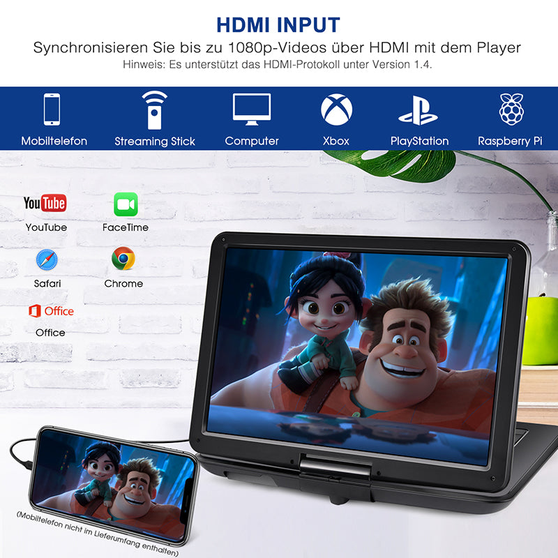 tragbarer dvd player mit hdmi eingang