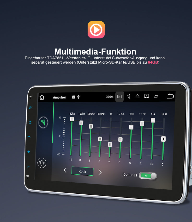 pumpkin 10.1 inch 1 Din touchscreen Android 11 car radio