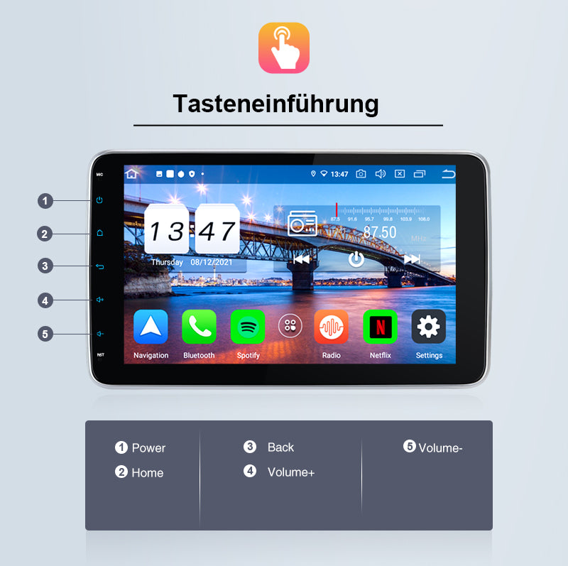 pumpkin 10.1 inch 1 Din touchscreen Android 11 car radio