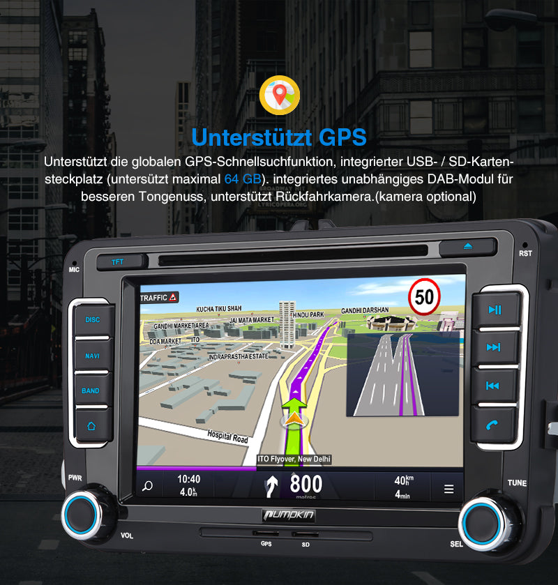 Pumpkin 2din Android Autoradio für VW Golf Touran mit Navi Bluetooth –  PumpkinDE