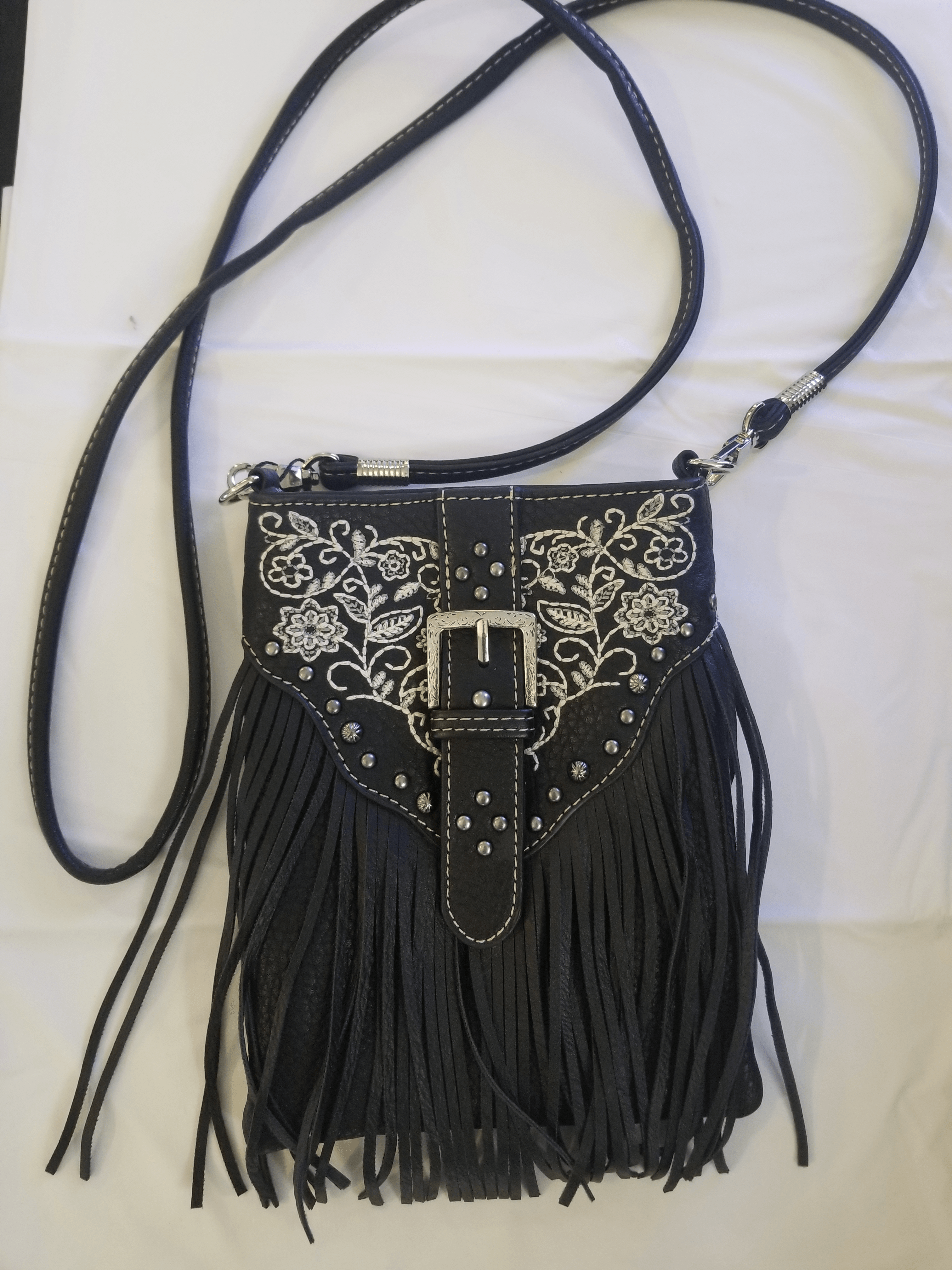 AB CROSSBODY BAG LEATHER black fringe