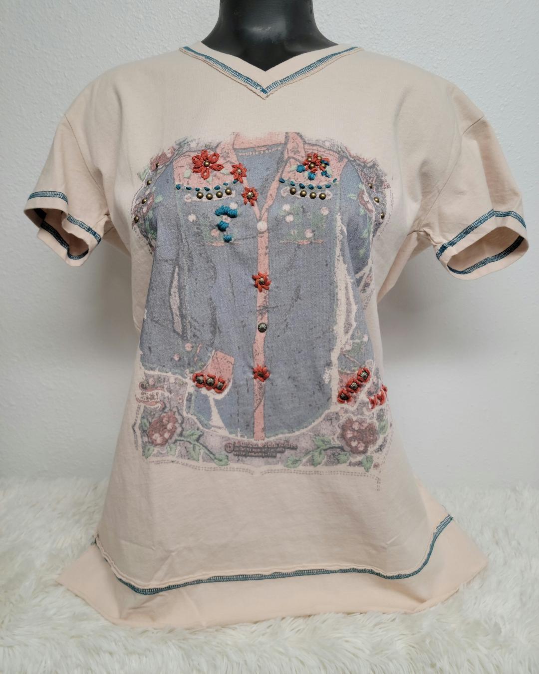 Embroider Western shirt V-Neck Top