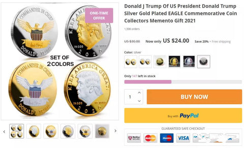 Gold Plated Trump 2020 Coin