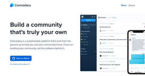 Бесплатный конструктор сайтов сообщества с открытым исходным кодом comradery