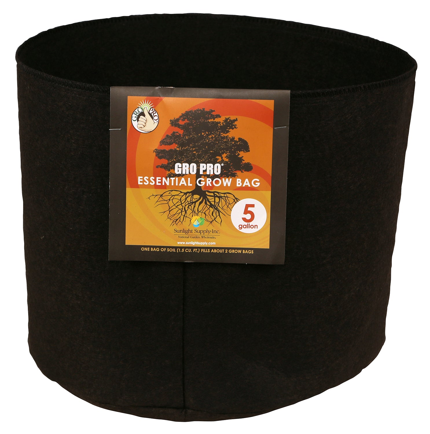 Gro Pro - Essential Round Fabric Pot Black