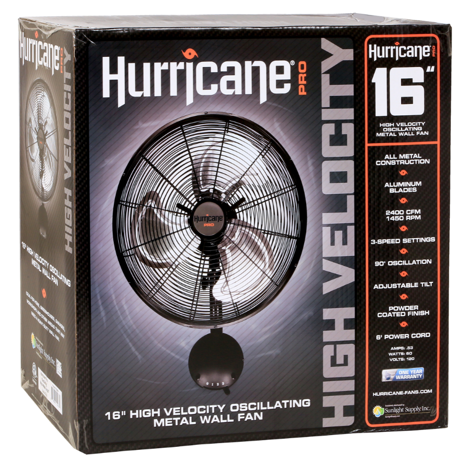 Hurricane - Pro High Velocity Oscillating Metal Wall Mount Fan 16