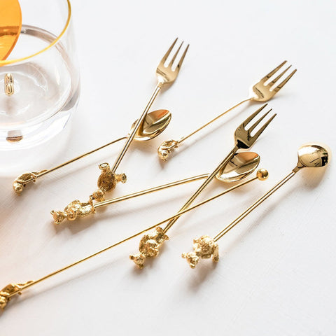 ANIMAL DESSERT SPOON & FORK FLATWARE