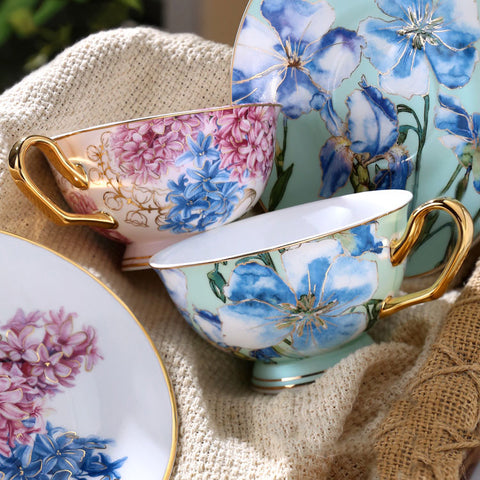 FLORAL BONE CHINA COFFEE CUP AND SAUCER