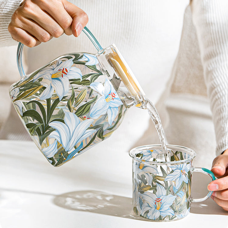 Floral Glass Kettle Set