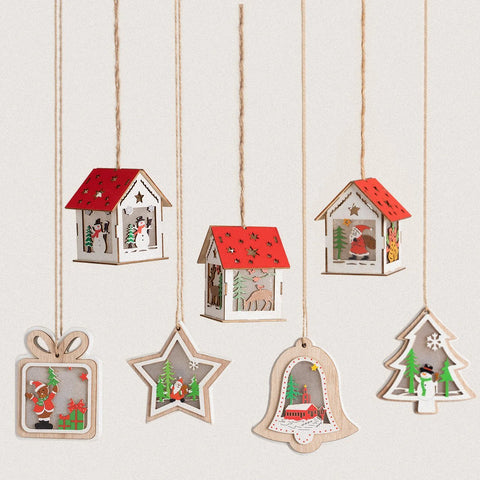 RED ROOF HOUSE LIGHT ORNAMENT SET