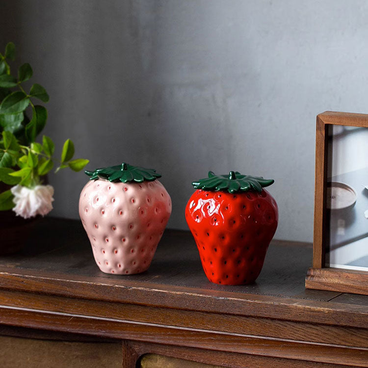 Strawberry Ceramic Storage Jar