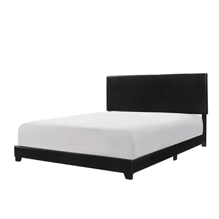 Crown Mark Erin Faux Leather Bed, Black, Queen