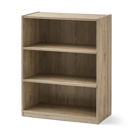 Mainstays 3-Shelf Wood Bookcase with Adjustable Shelves (Rustic Oak)
