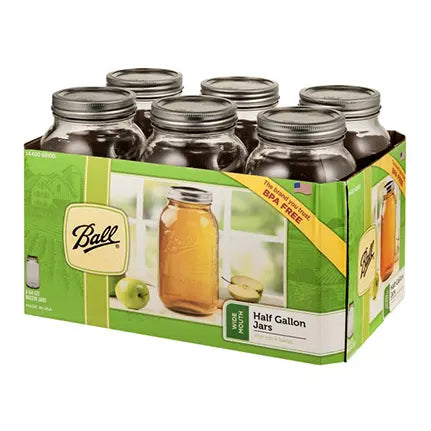 Ball Glass Mason Jars with Lids & Bands, Wide Mouth, 64 oz, 6 Count