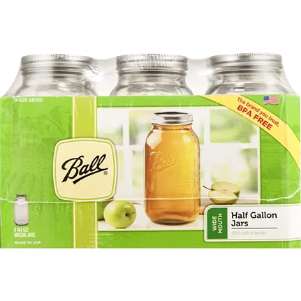 Ball Glass Mason Jars with Lids & Bands, Wide Mouth, 64 oz, 6 Count