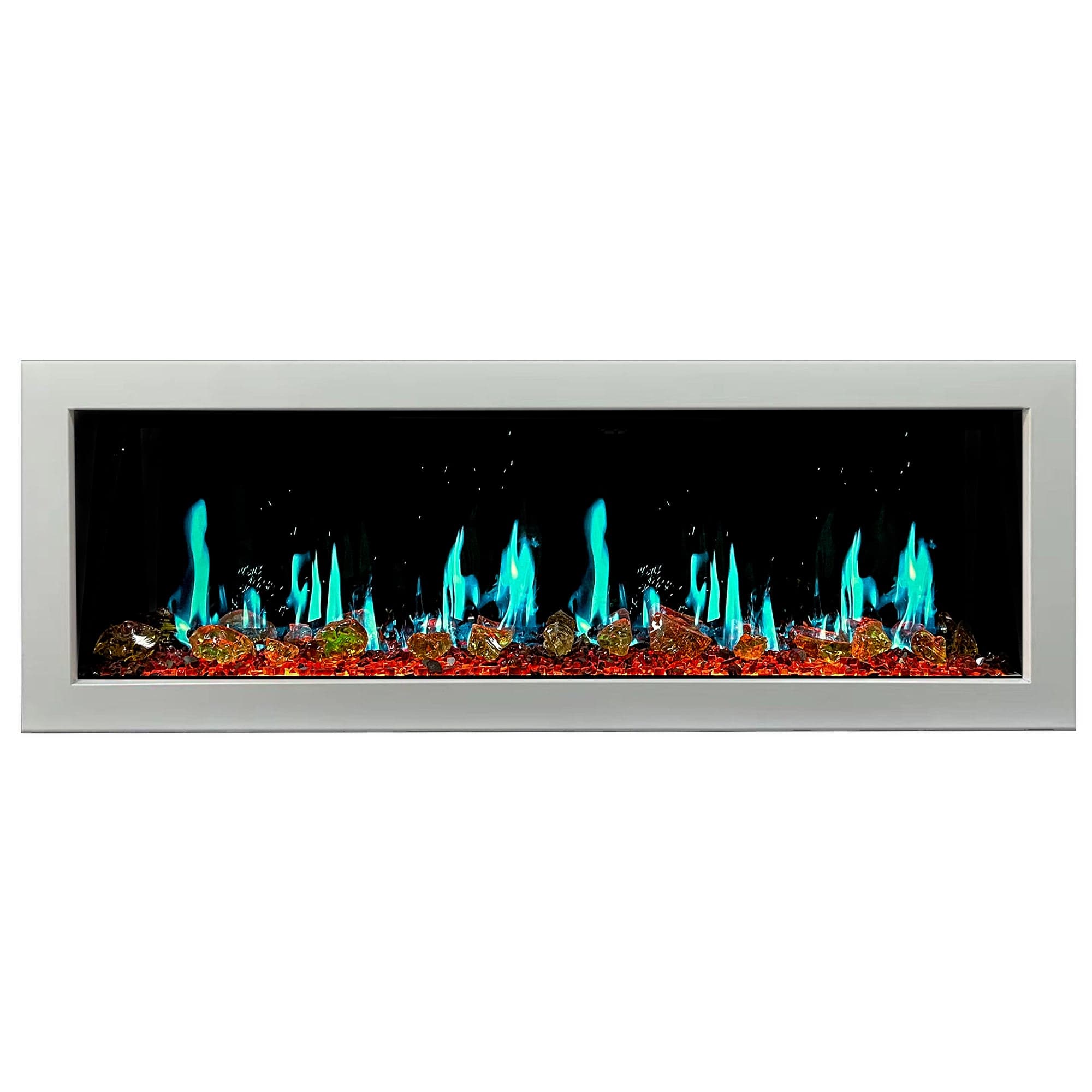 Litedeer Homes Gloria II 48-inch Seamless Push-in White Frame Electric Fireplace with Reflective Fire Glass ZEF48XAW