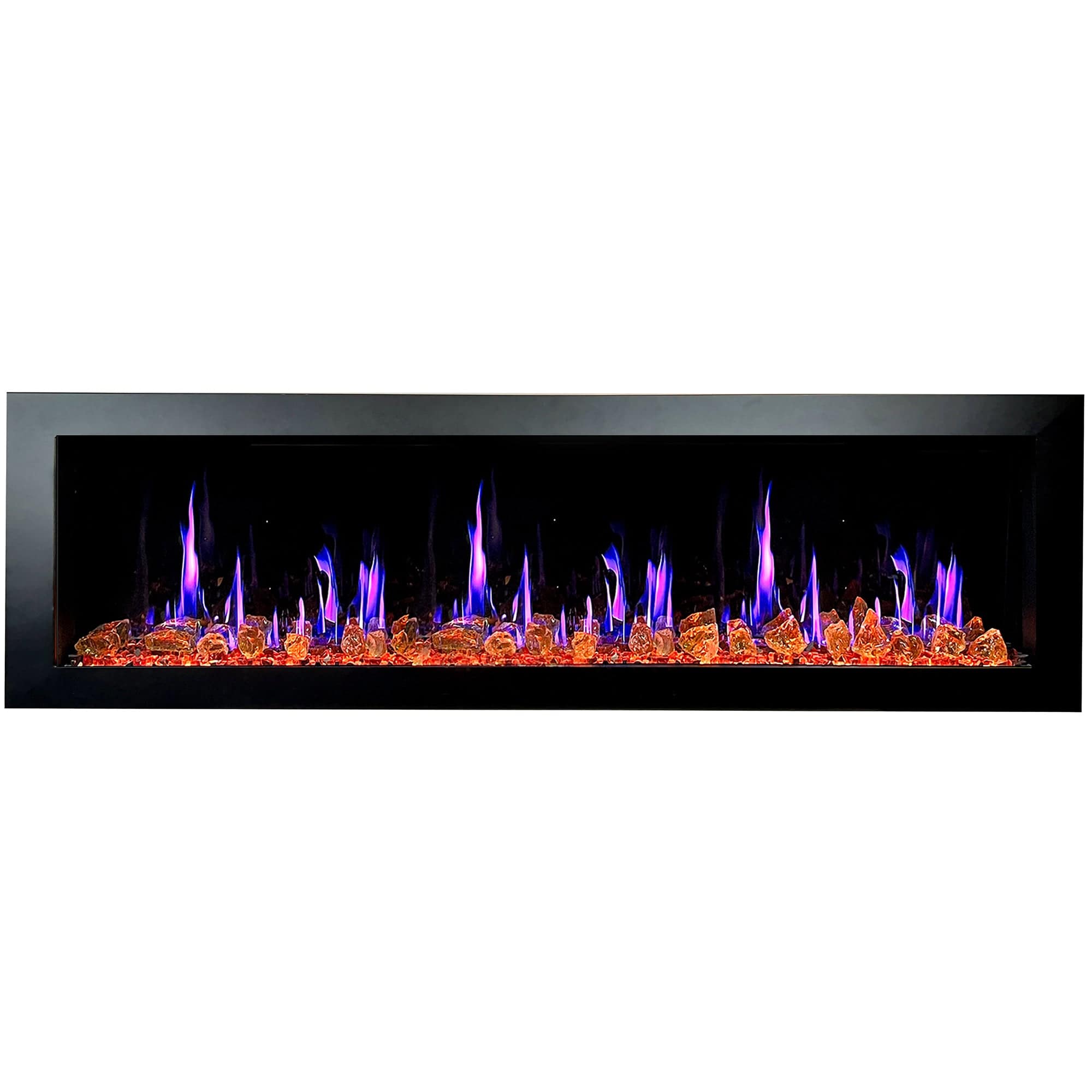 Litedeer Homes Latitude II 68-inch Seamless Push-in Electric Fireplace with Reflective Fire Glass ZEF68XA