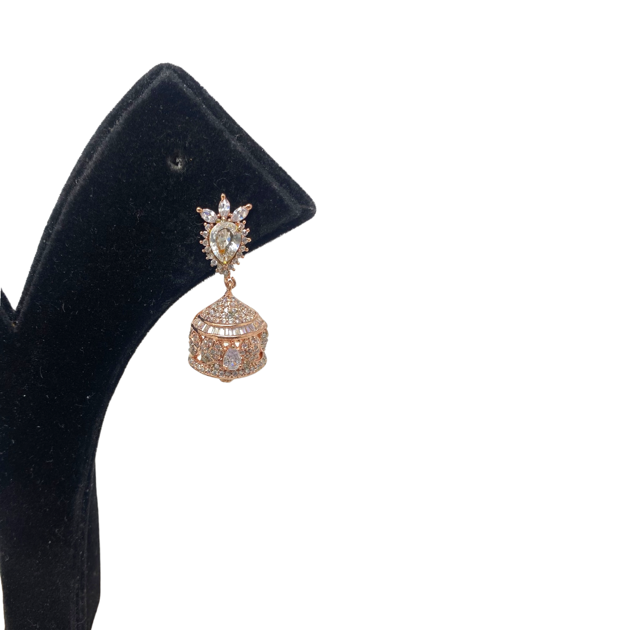 AD Rosegold Polish Jhumka With American Diamond Stones #ADJ1