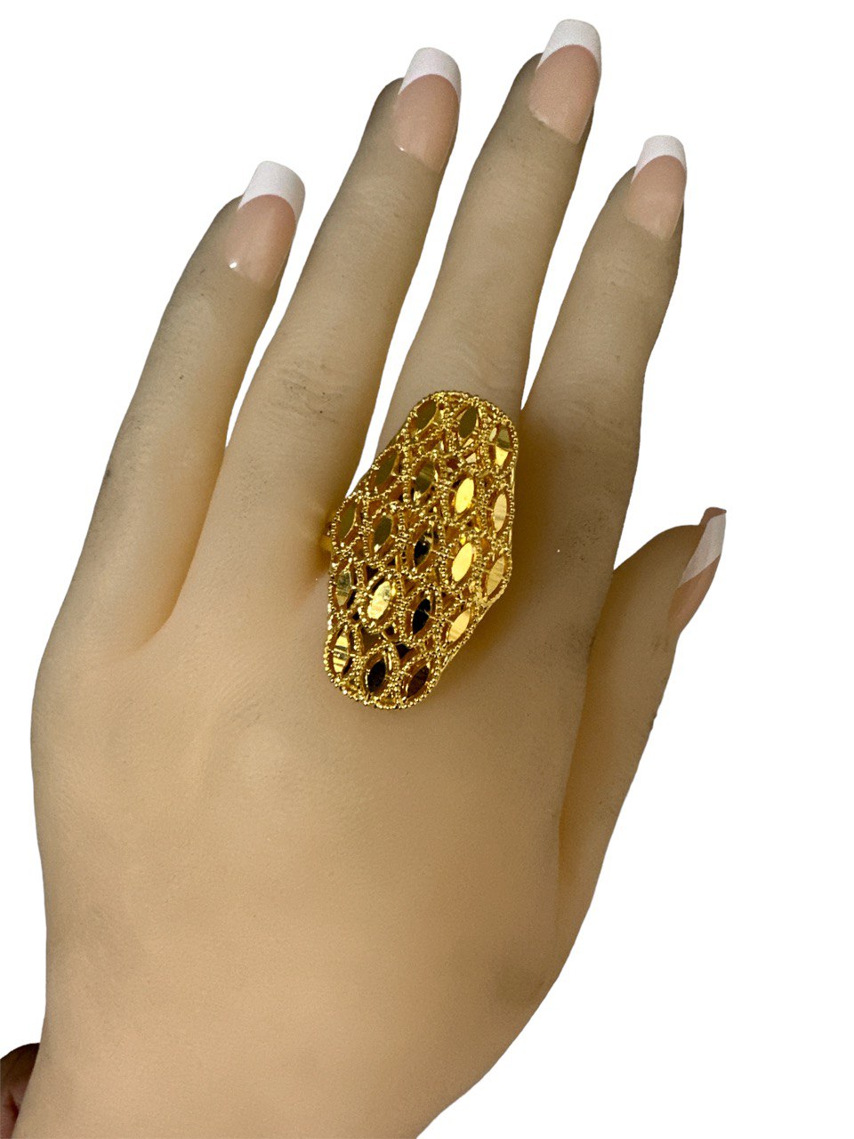 24k 1 Gram Gold Plated Large Adjustable Size fits all Finger Ring # 7871-2