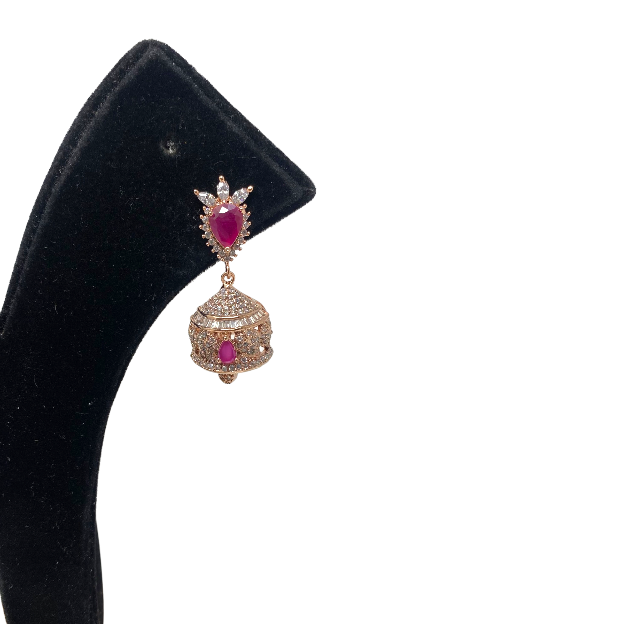 AD Rosegold Polish Jhumka With American Diamond Stones #ADJ1