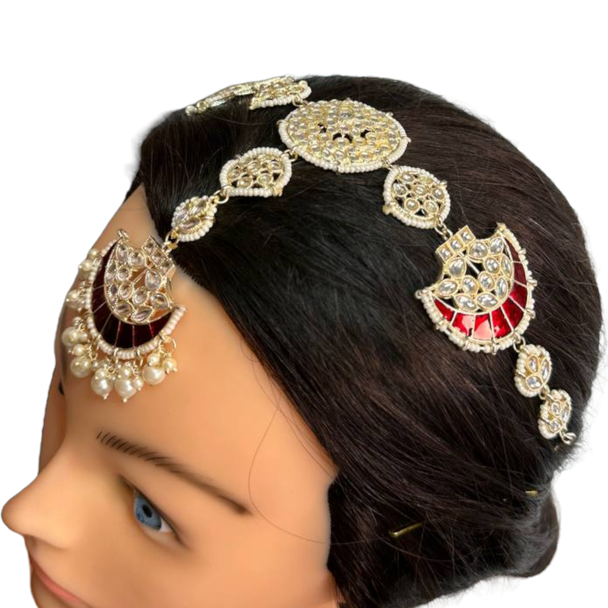 Gold Kundan Sheeshphool Sheesh Phool Matha Patti Indian Hair Jewelry Maang Tikka #SP6