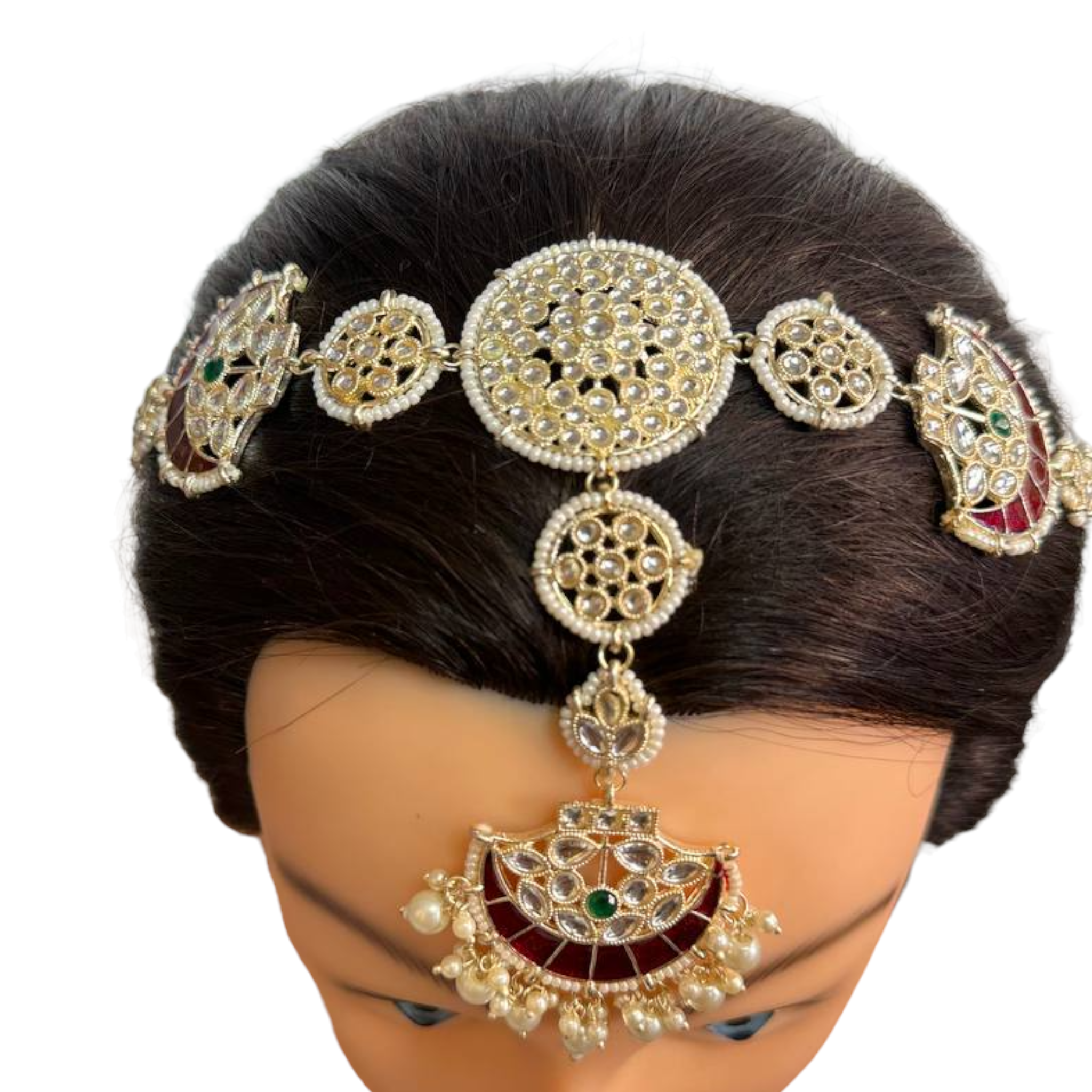 Gold Kundan Sheeshphool Sheesh Phool Matha Patti Indian Hair Jewelry Maang Tikka #SP6