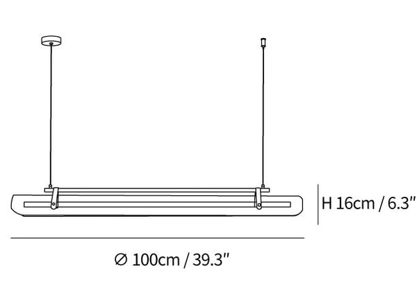 Linear LED Chandelier 100 cm size diagram