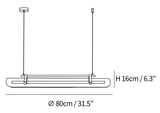 Linear LED Chandelier 80 cm size diagram
