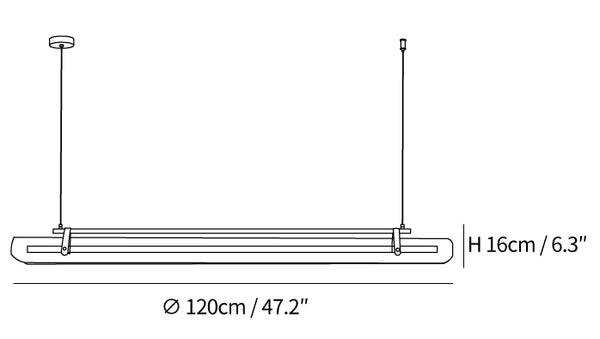 Linear LED Chandelier 120 cm size diagram