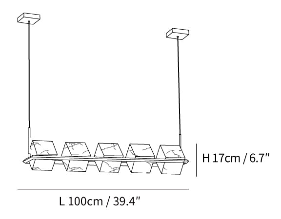 Alabaster Square Box Chandelier dimensions