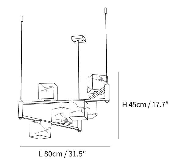 Alabaster Square Box Chandelier dimensions