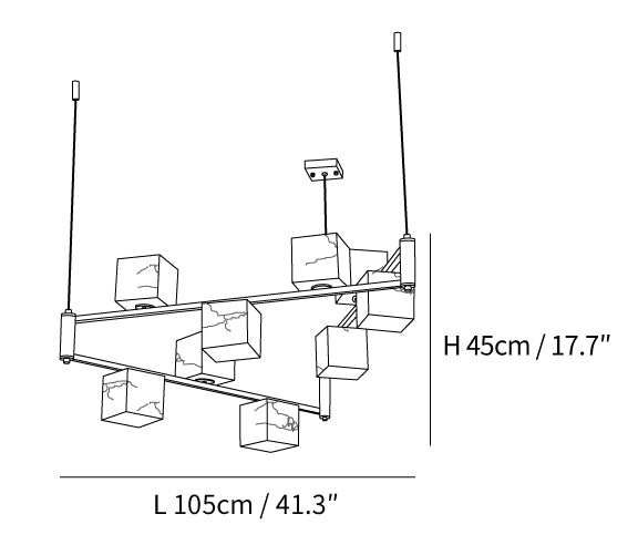 Alabaster Square Box Chandelier dimensions