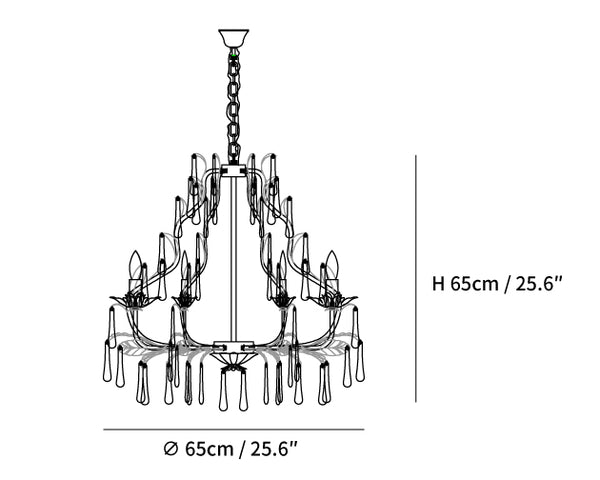 Amethyst Drops Glass Chandelier dimensions