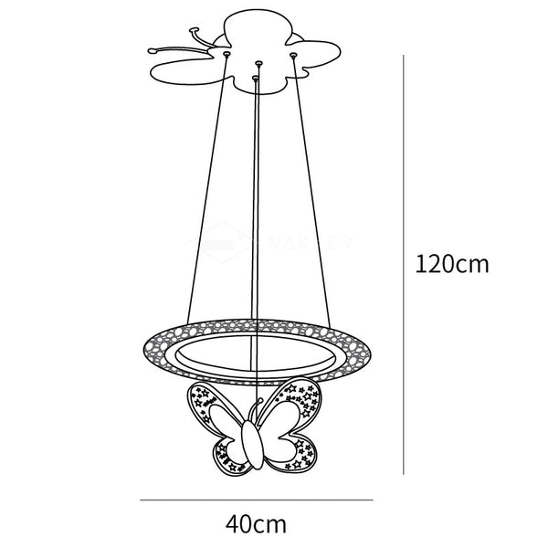Lampada a Sospensione Acrilica Cartoon Butterfly - dimensioni