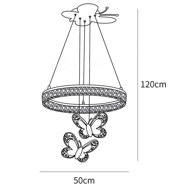 Lampada a Sospensione Acrilica Cartoon Butterfly - dimensioni
