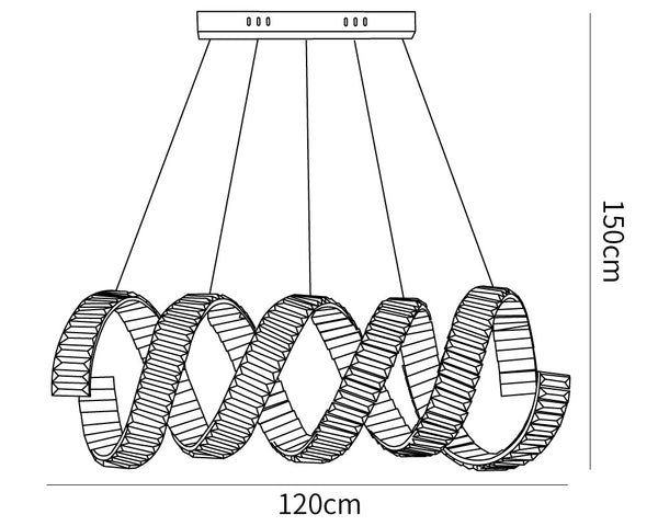 Curved LED Chandelier dimensions